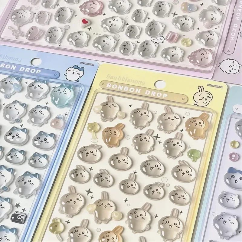 Nail Art - ちいかわ 3D立体クリスタルエポキシステッカー かわいいうさぎのキャラクター、ふっくらとした防水仕様、DIYネイルアートやジャーナルに使えるデカール