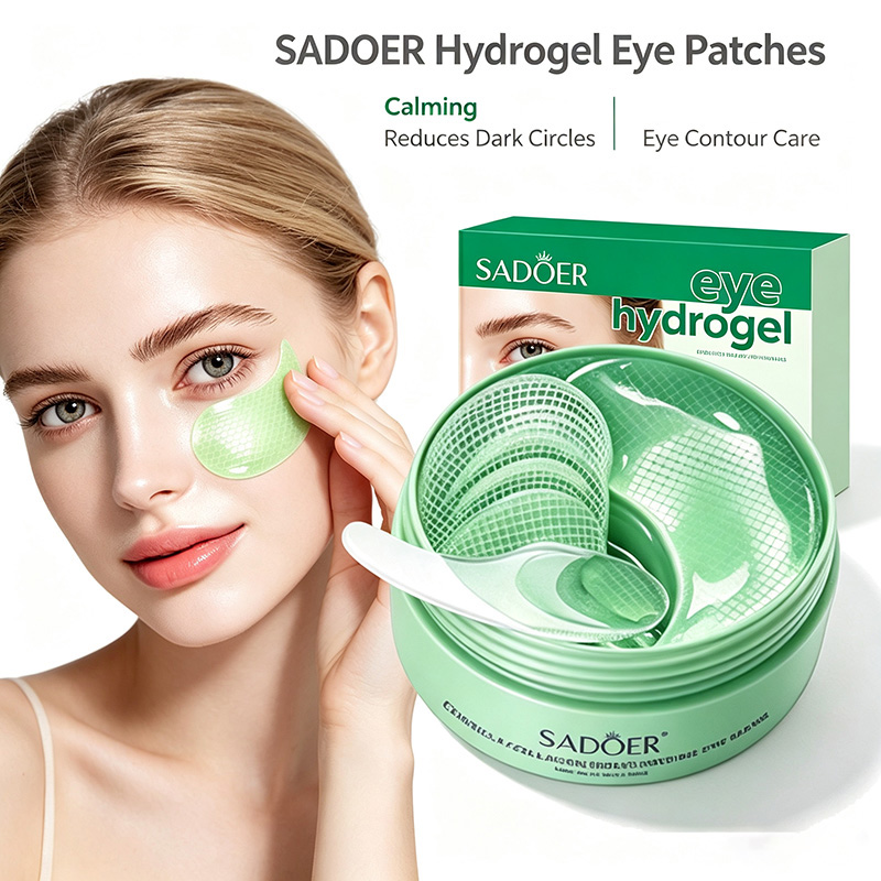 Collagen Under Eye Patches - 60個入り SADOER セントラシアタ（ツボクサ）コラーゲン配合 アイパッチ。クマやくすみを防ぎ、目元の肌をなめらかにし、栄養を与え、活性化させます。