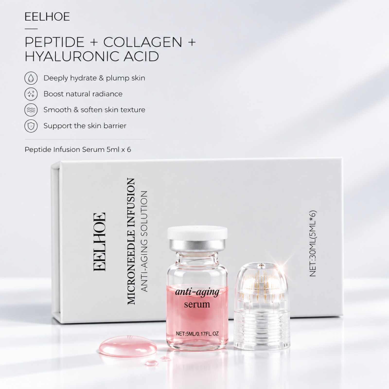0.2mmマイクロニードル美容液キット 6本セット コラーゲ - Hyaluronic Acid Facial Serum のレビューと価格