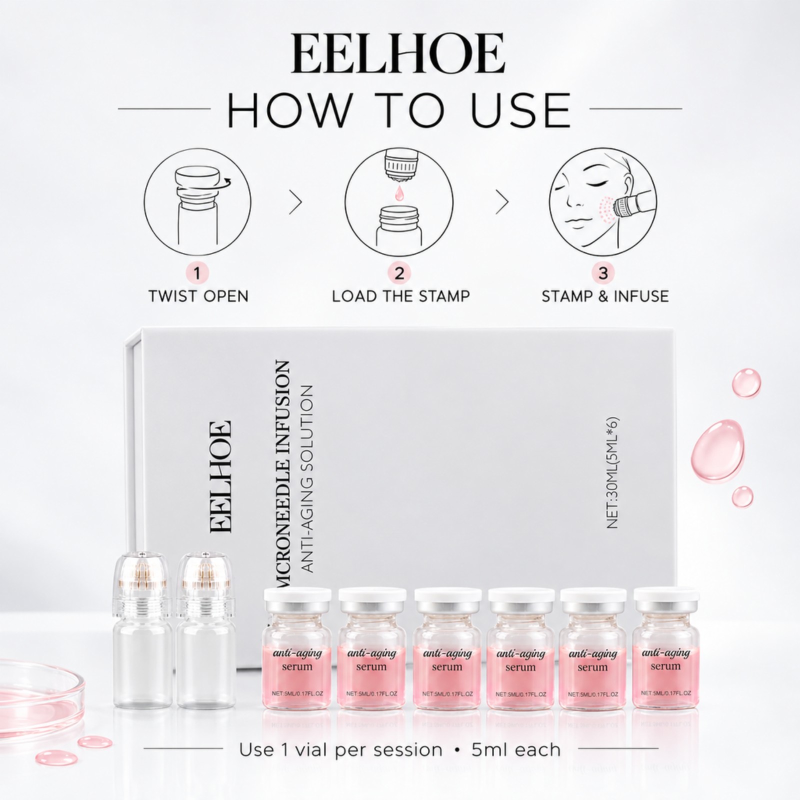 0.2mmマイクロニードル美容液キット 6本セット コラーゲ - Hyaluronic Acid Facial Serum のレビューと価格