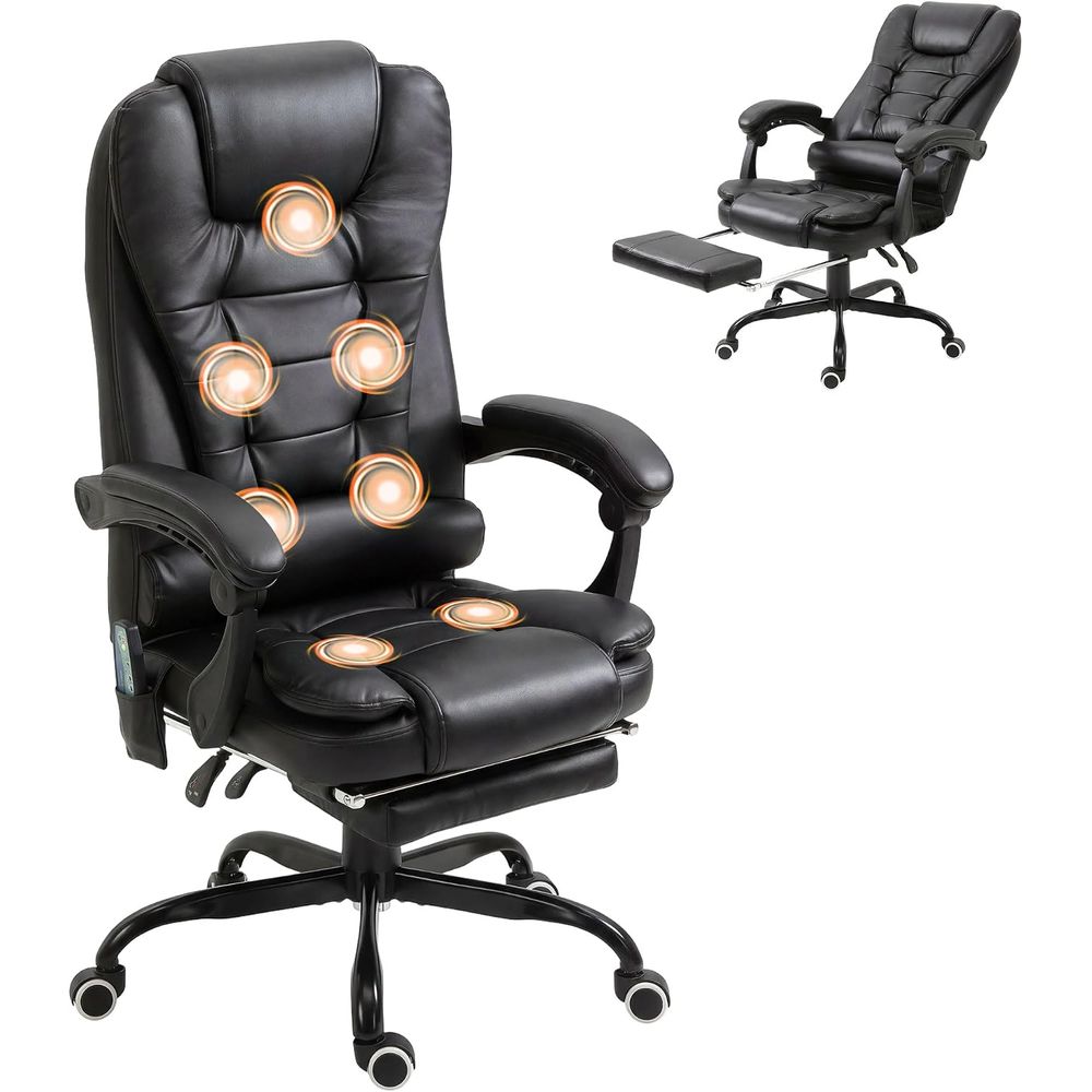 7点振動マッサージオースチェア、ハイバック、ブラック |   - Massage のレビューと価格