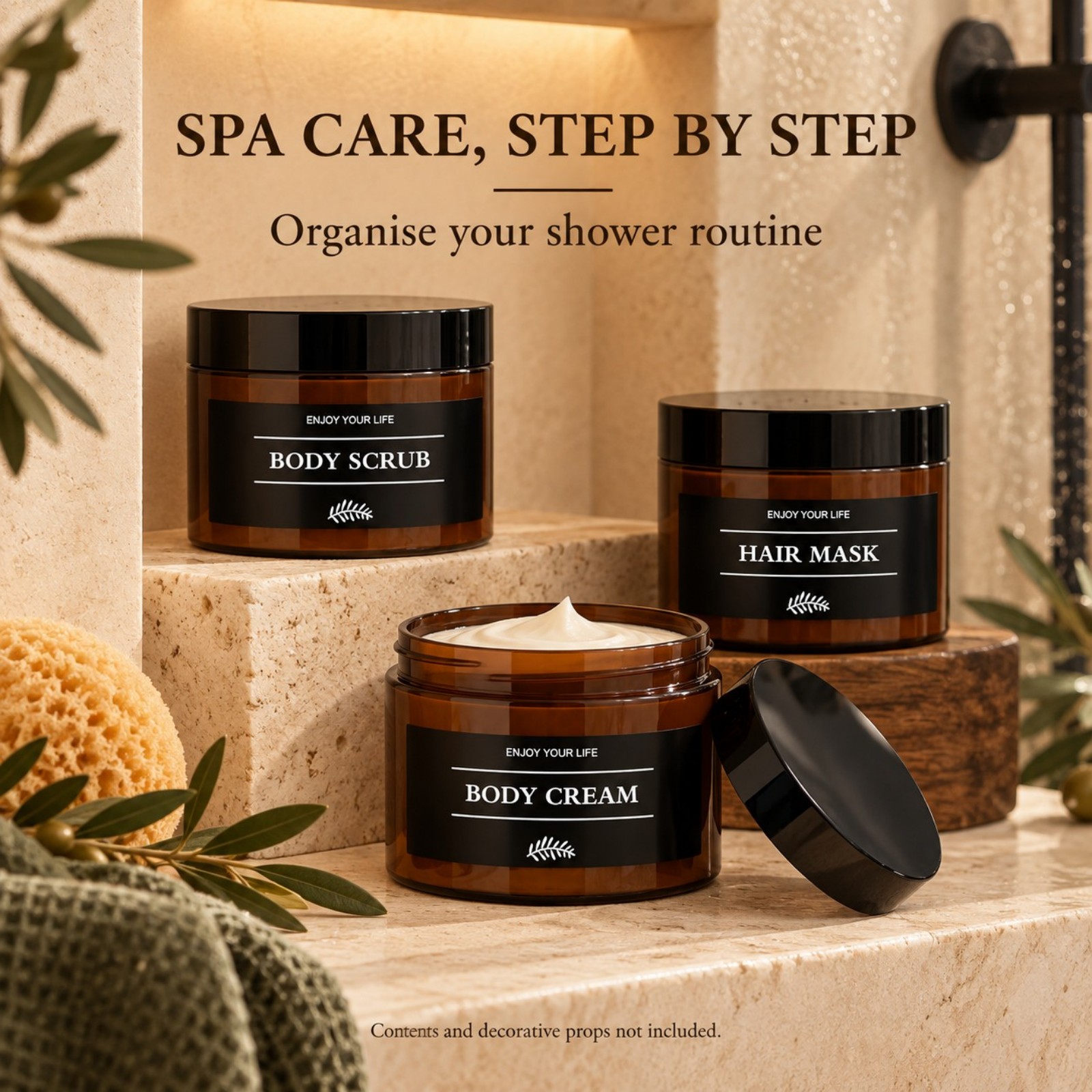 ラベル付きの3個入りバスルーム収納瓶。スパ用プラスチック製の - Hair Care のレビューと価格