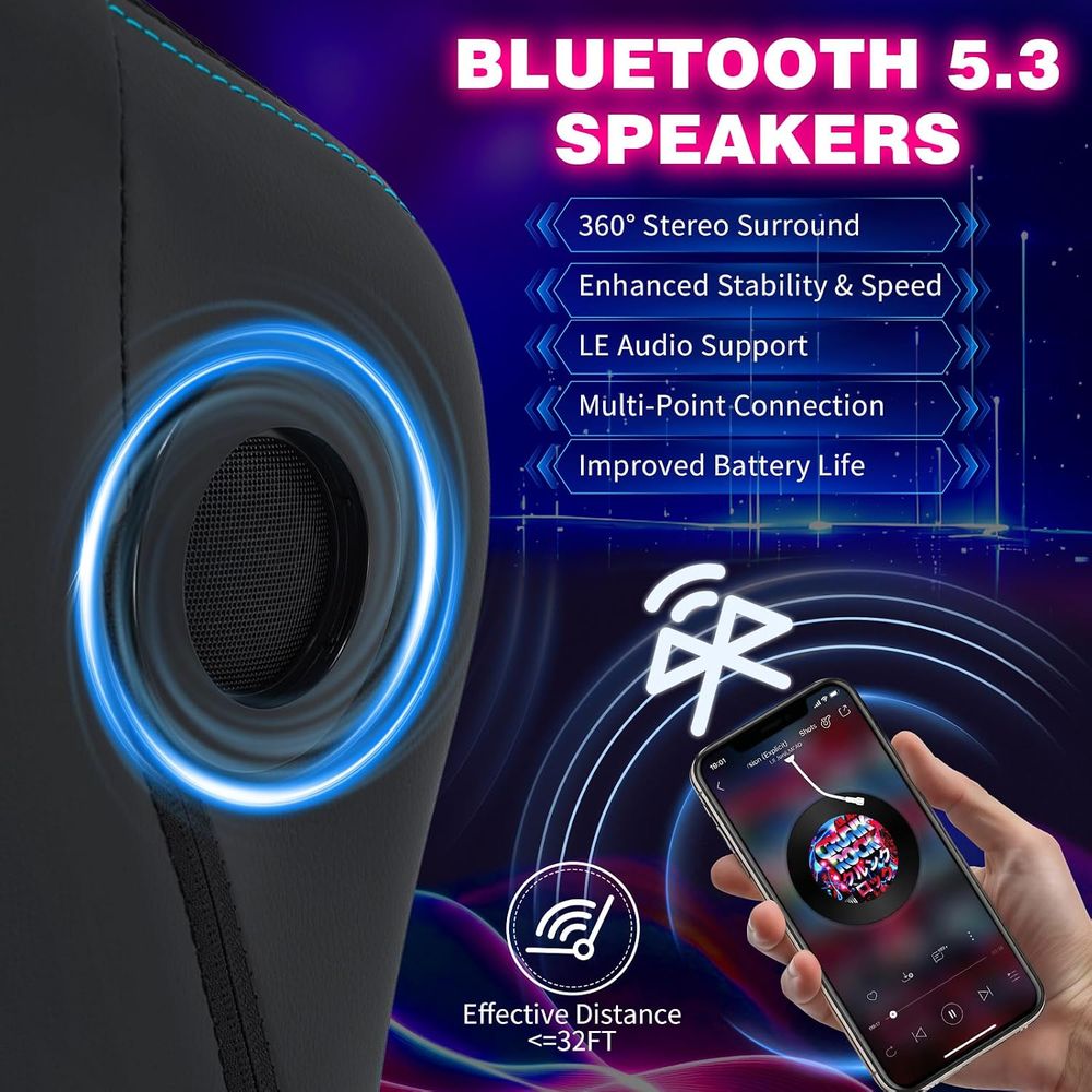 LEDライト・スピーカー・マッサージ機能付きゲーミングチェア - Massage のレビューと価格