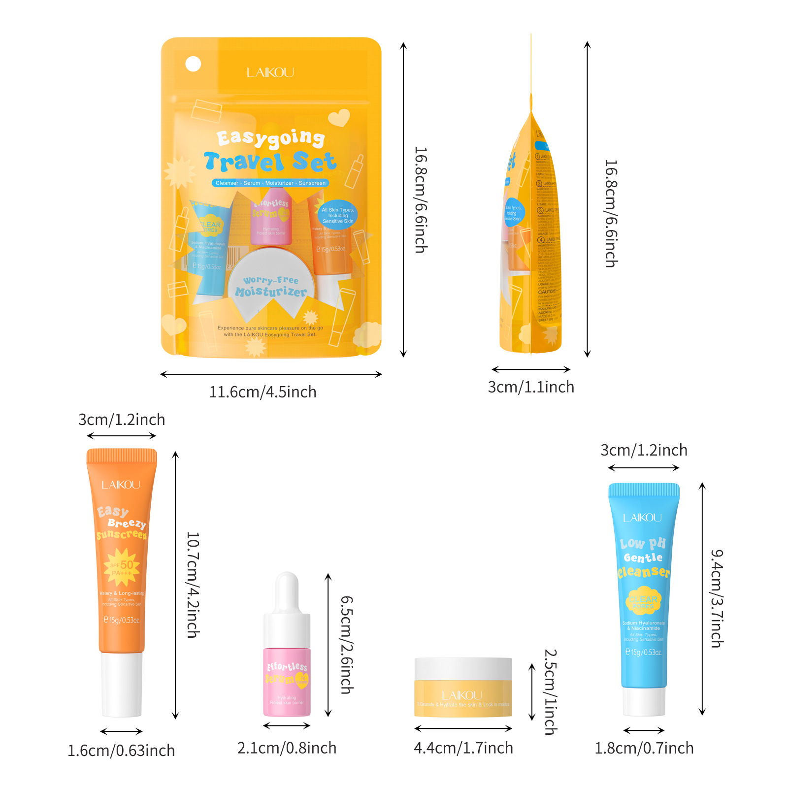 Laikou-旅行用セラミックセラム,穏やかな低pHクレンザ - Hyaluronic Acid Facial Serum のレビューと価格