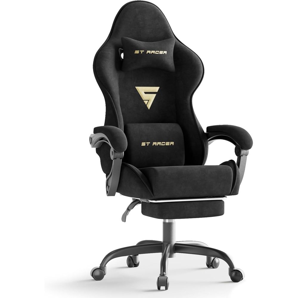 ベルベット生地のエルゴノミクスゲーミングチェア、フットレスト - Massage のレビューと価格