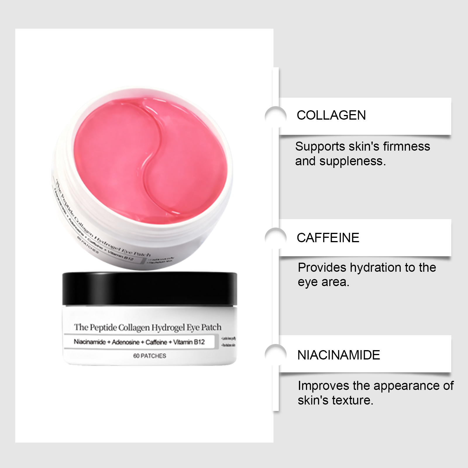 コラーゲン配合のアイマスク、保湿効果のあるアイパッチ、小じわ - Collagen Under Eye Patches のレビューと価格